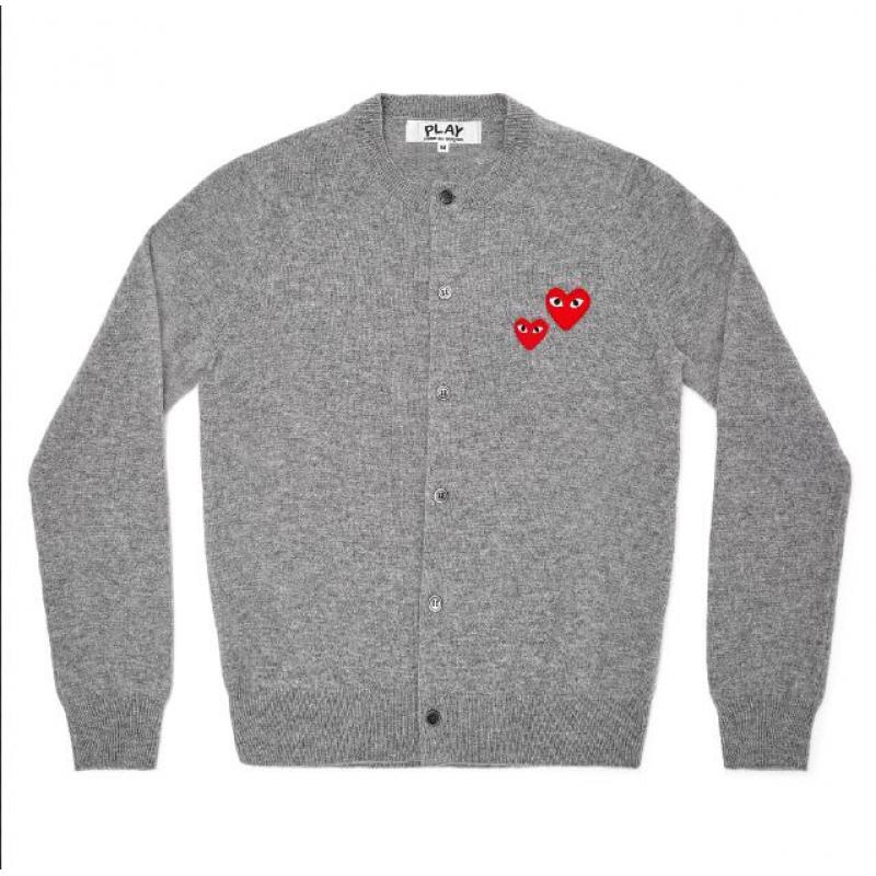 代购：PLAY川久保玲纯羊毛针织开衫圆领外套双红心女款 az-n071-051《断货退款》