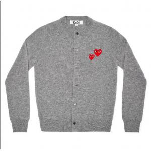 代购：PLAY川久保玲纯羊毛针织开衫圆领外套双红心女款 az-n071-051《断货退款》