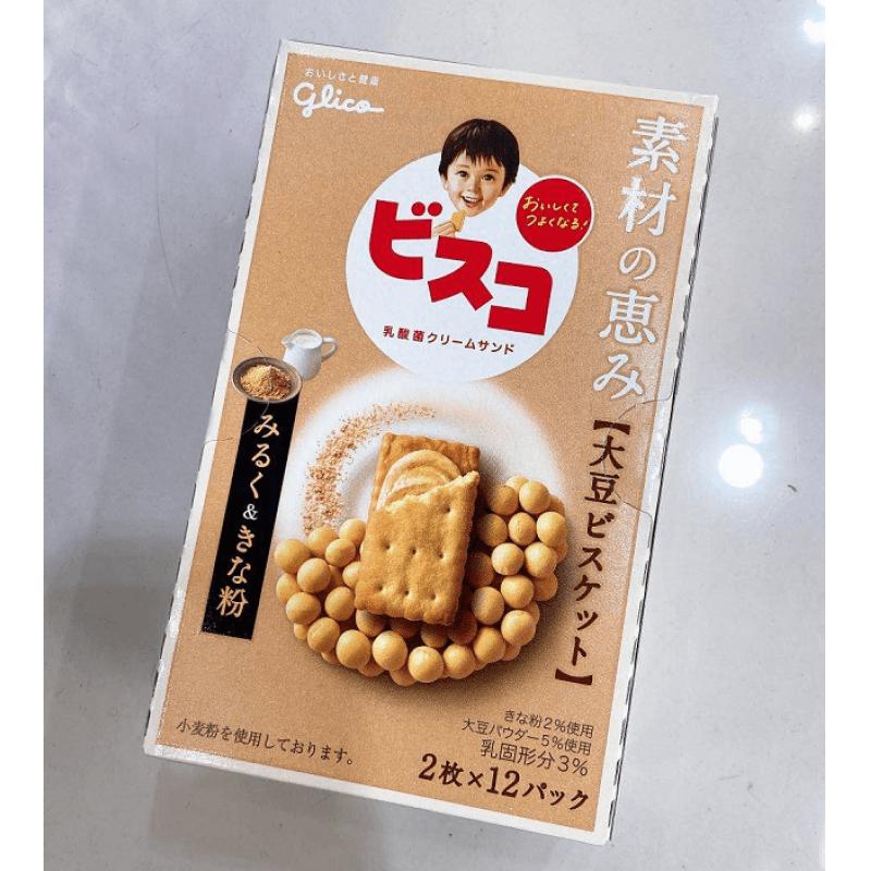 格力高glico 乳酸菌夹心饼干 黄豆牛奶味 24枚入（可发/低价值/零食线）