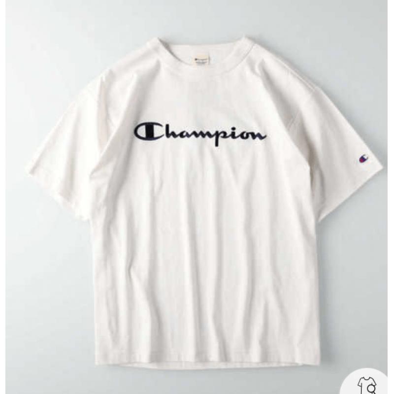 特价：Champion 冠军 纯棉圆领半袖体恤 胸前刺绣大LOGO＋袖子logo C8-P307R白色013蓝标