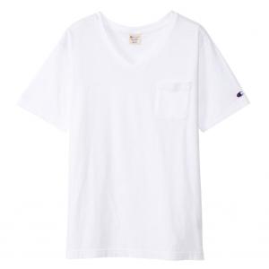 特价：Champion 冠军 纯棉白色鸡心领体恤 胸前小口袋+袖子logo c8-p315r（断货退款）