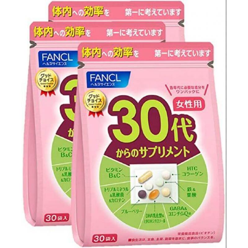 《入库后提交包邮专线》限时团购：芳珂 新版 fancl 30岁女士用维生素综合片3包1组（5497）