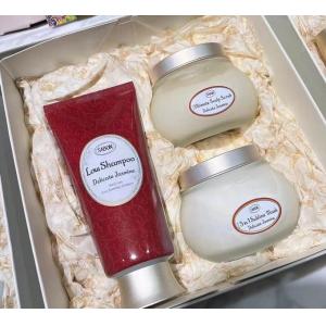 代购：Sabon DELICATE JASMINE野茉莉头发护理套装 无泡洗发水200ml+头皮磨砂膏300g+三合一发膜200ml