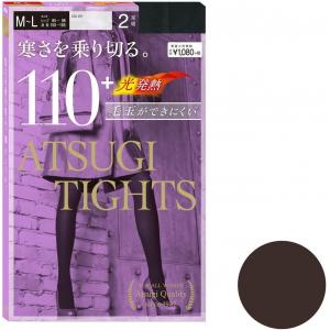 特价：日本制 厚木ATSUGI TIGHTS 弹力贴身发热袜黑色 连裤袜保暖袜  110厚 紫色包装 （2双入）