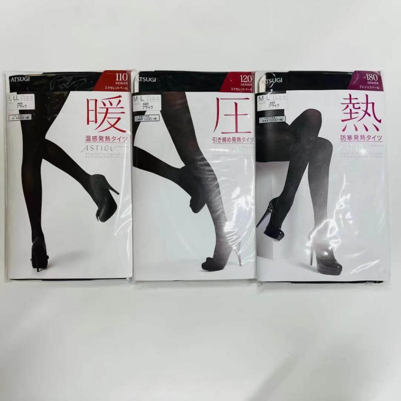 特价:日本制 厚木 ATSUGI 黑色温感发热美腿 防静电 弹力连裤袜保暖袜