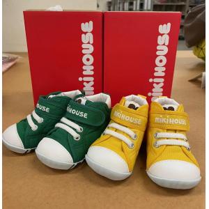 特价：MIKIHOUSE 日本制 儿童婴儿一段复古色黄色绿色板鞋帆布鞋 11-9303-382 仅12cm（断货退款）