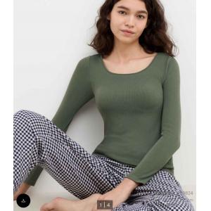 限时特价：优衣库UNIQL HEATTECH罗纹BRA芭蕾领T恤女款 多色可选（469824）（断货退款）