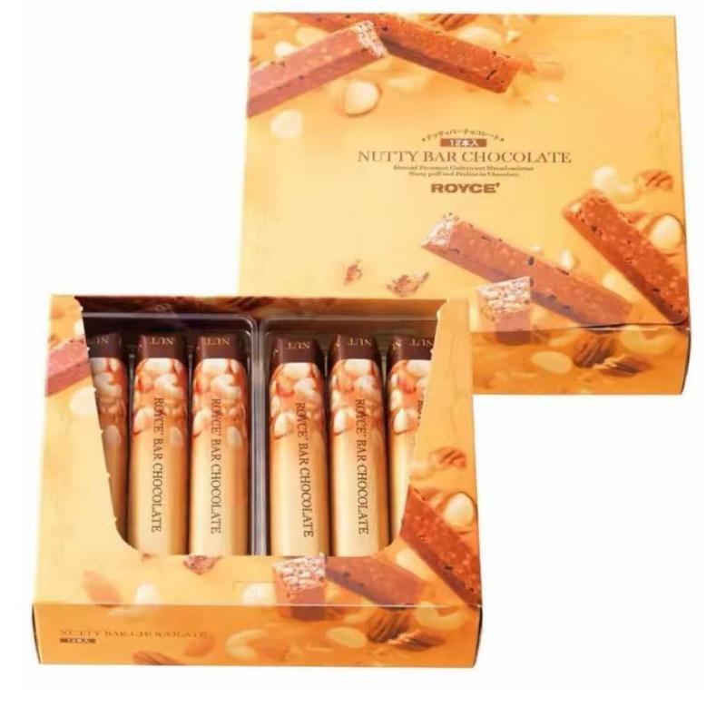 （每周日晚10点截单）北海道ROYCE巧克力 巧克力棒 坚果味 6枚入（ナッティバーチョコレート）