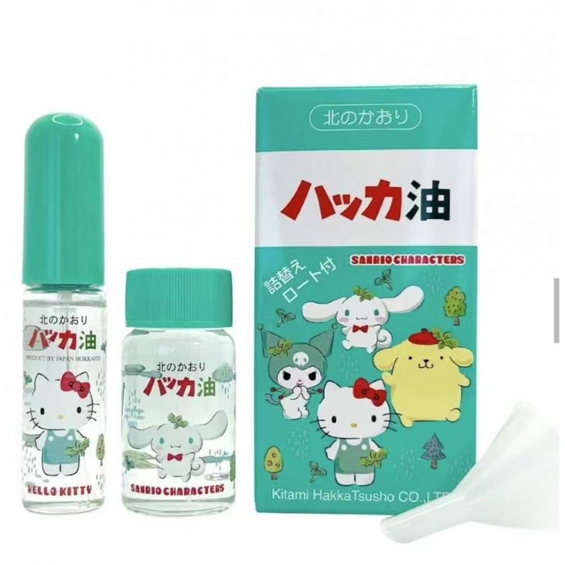 日本本土制 北见 HelloKitty薄薄荷万能油套装 提神驱蚊 10ml喷雾单品+20ml替换装