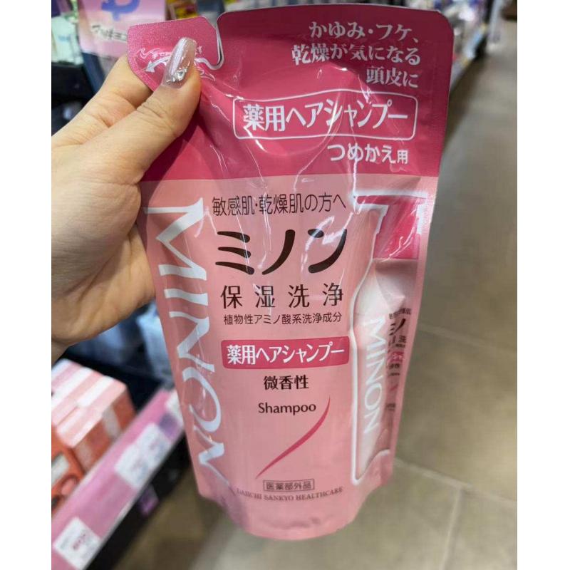 蜜浓MINON 敏感头皮氨基酸清洁保湿洗发水 微香 替换装袋装 380ml