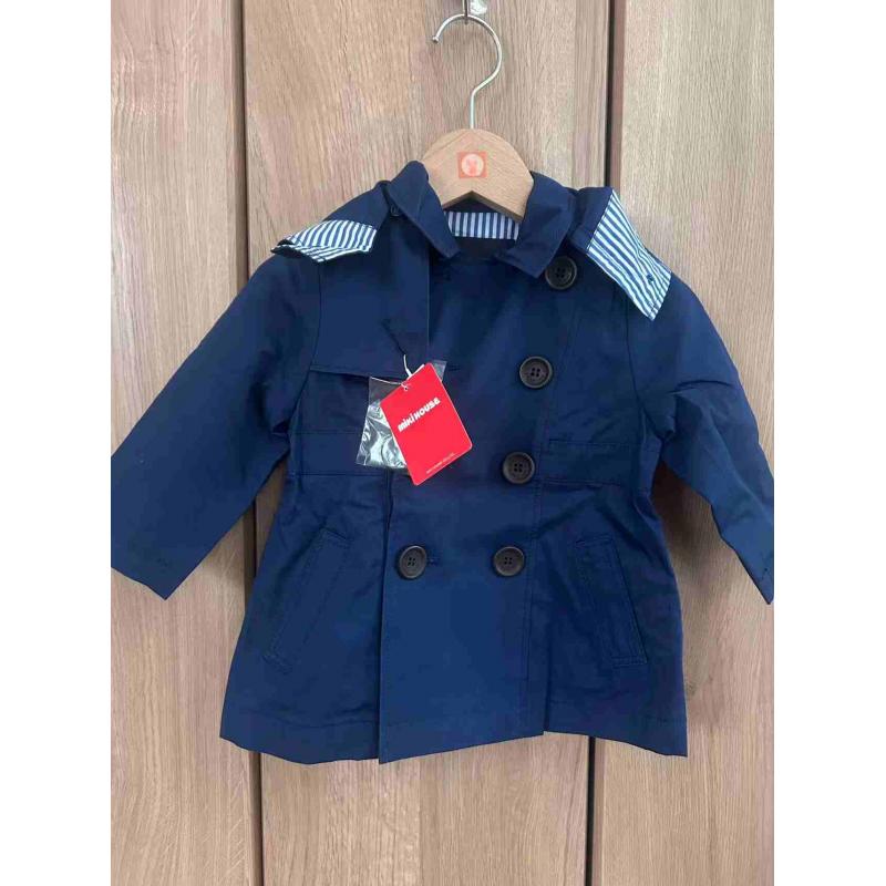 特价：MIKIHOUSE 儿童幼童连帽收腰风衣 藏蓝色 仅80cm