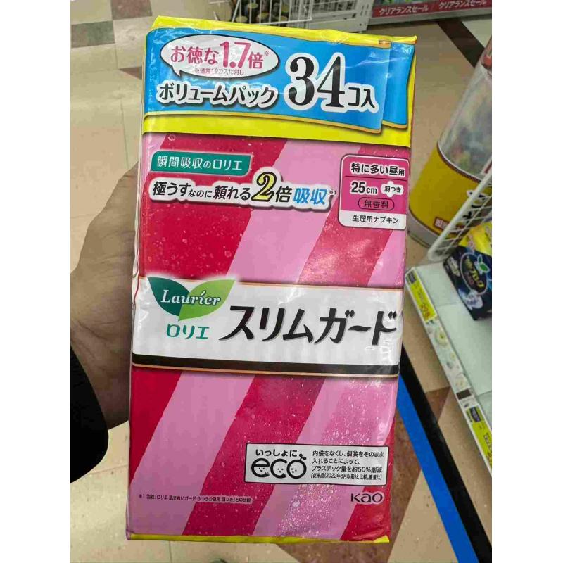 特价截止29日：花王kao 乐而雅 超薄瞬吸量多日用卫生巾 25cm 34枚入