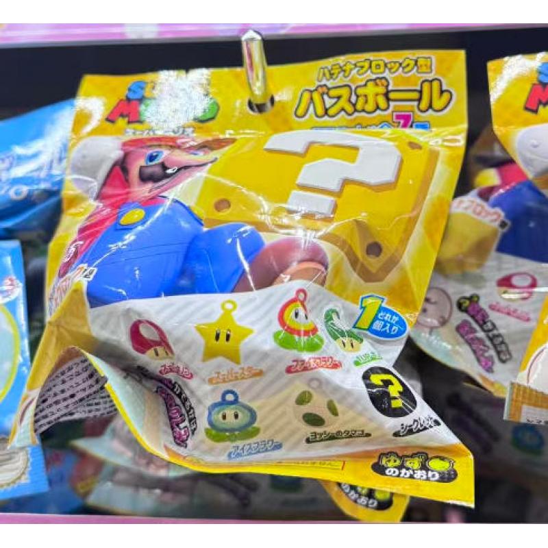 日本万代 马里奥盲盒泡澡沐浴球入浴剂 黄色问号方块 内含小玩具