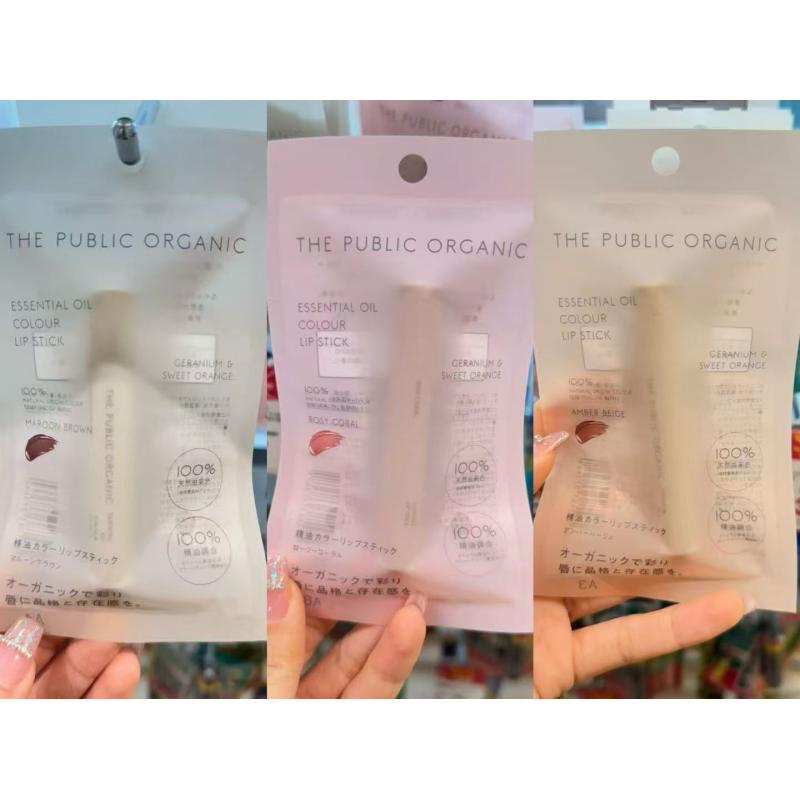 日本 THEPUBLICORGANIC 保湿滋润无添加有色精油润唇膏 4g 三种颜色可选
