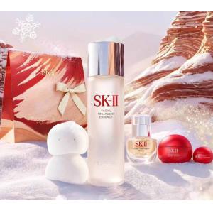 代购：SK2 圣诞节限定发售套装 230ml神仙水大红瓶15g眼霜5g精华10ml雪人刮痧板摆件